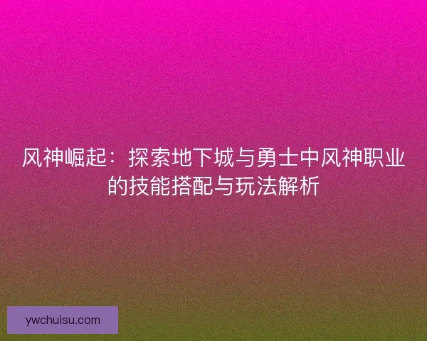 风神崛起：探索地下城与勇士中风神职业的技能搭配与玩法解析