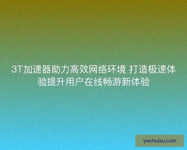3T加速器助力高效网络环境 打造极速体验提升用户在线畅游新体验