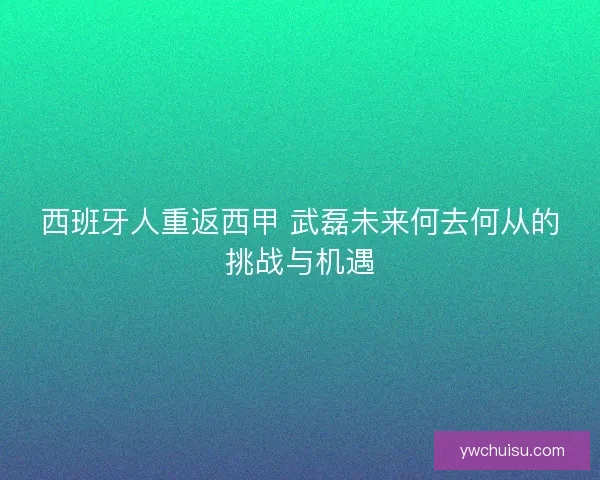 西班牙人重返西甲 武磊未来何去何从的挑战与机遇