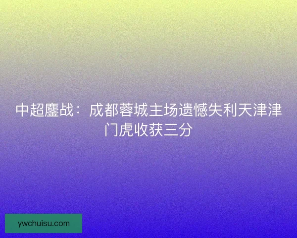中超鏖战：成都蓉城主场遗憾失利天津津门虎收获三分
