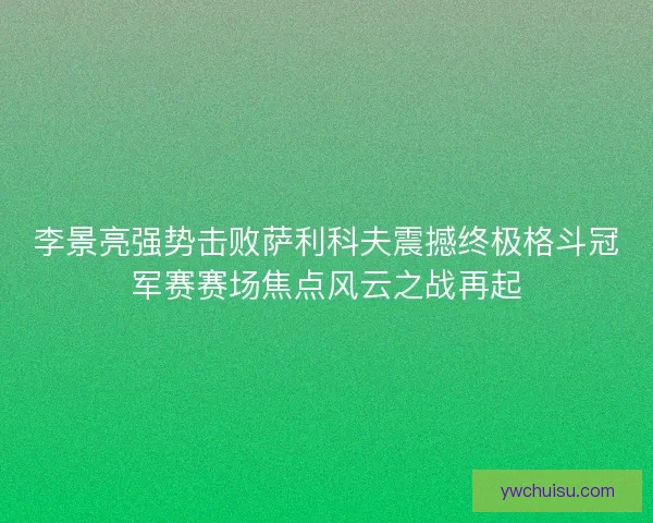 李景亮强势击败萨利科夫震撼终极格斗冠军赛赛场焦点风云之战再起 李景亮强势击败萨利科夫震撼终极格斗冠军赛赛场焦点风云之战再起