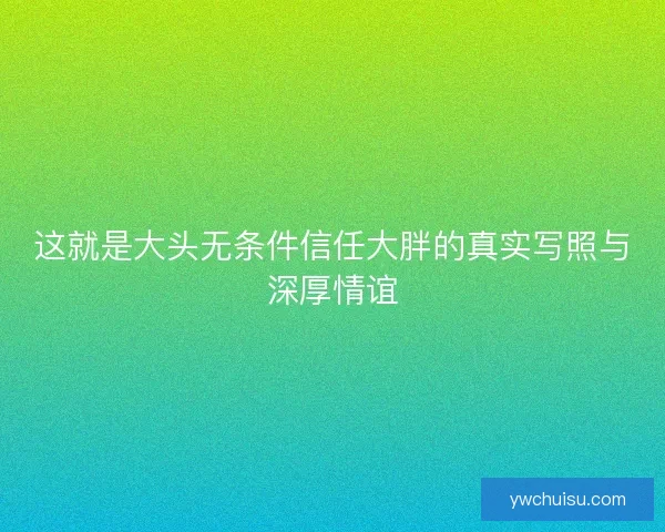 这就是大头无条件信任大胖的真实写照与深厚情谊